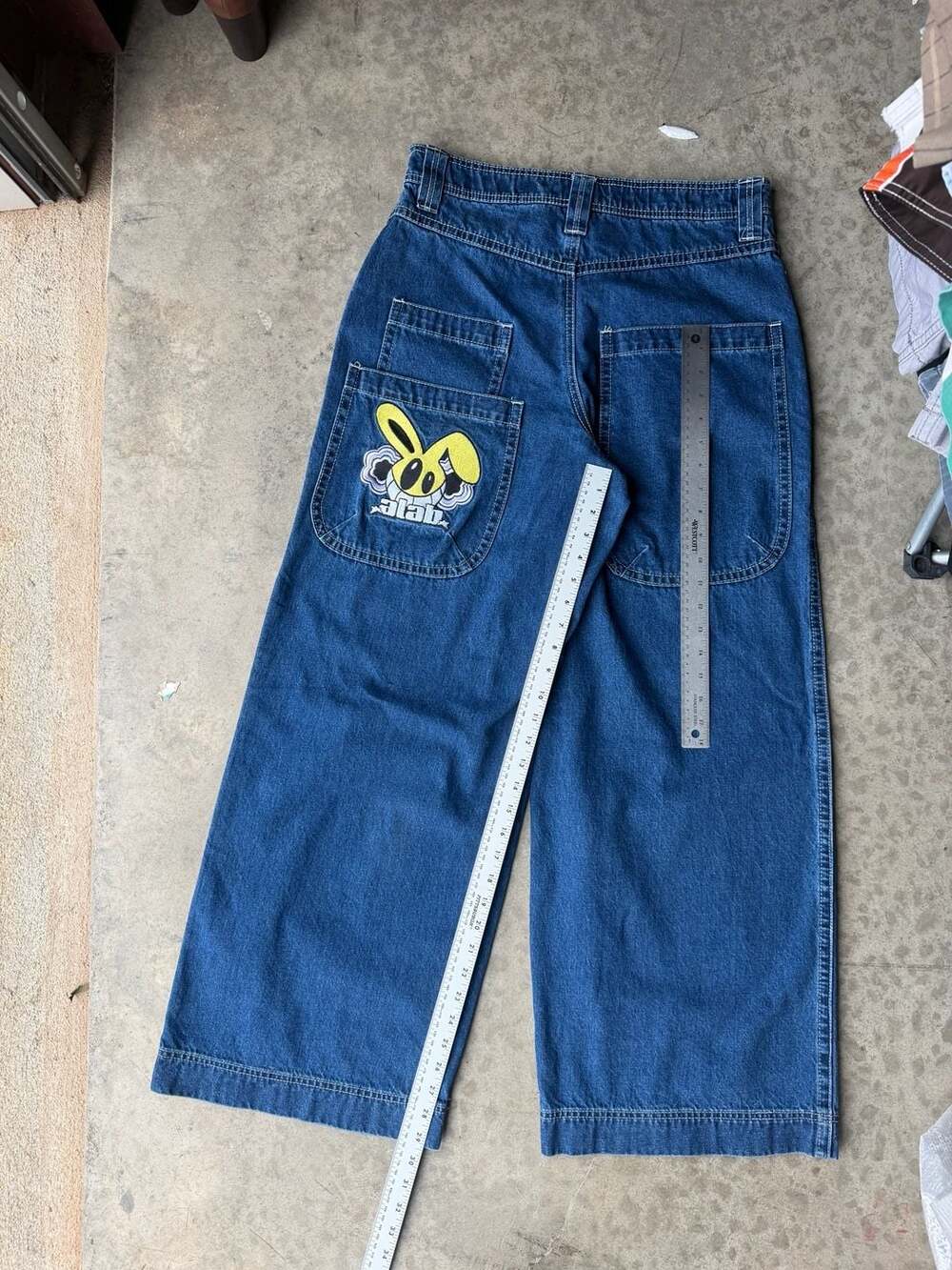 A-Lab 26 Inch Mega Wide Leg Bunny Patch Skater Jeans - Picture 9 of 14
